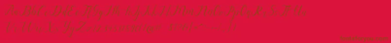 alysa scrip-Schriftart – Braune Schriften auf rotem Hintergrund
