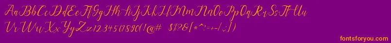 alysa scrip-Schriftart – Orangefarbene Schriften auf violettem Hintergrund