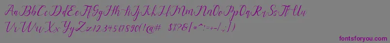フォントalysa scrip – 紫色のフォント、灰色の背景