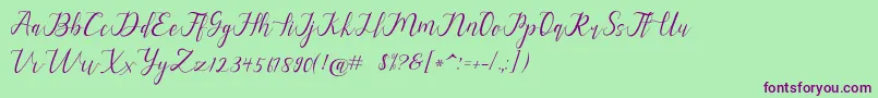 alysa scrip Font – Purple Fonts on Green Background