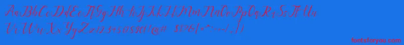 alysa scrip Font – Red Fonts on Blue Background