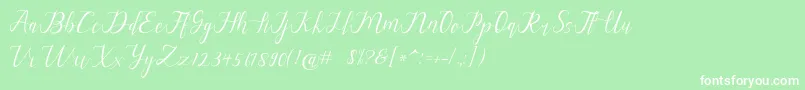 alysa scrip Font – White Fonts on Green Background