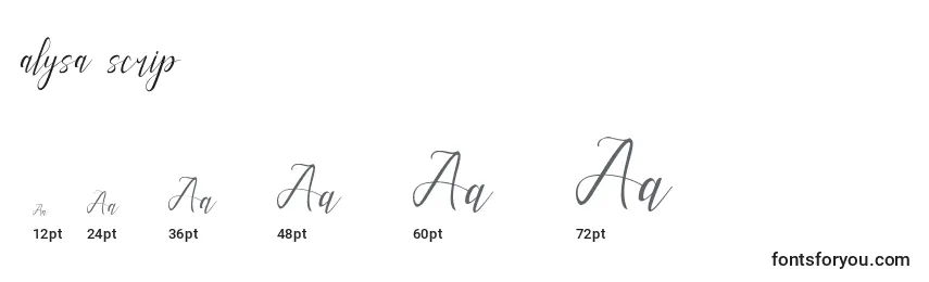 Размеры шрифта Alysa scrip (119298)