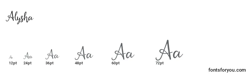 Размеры шрифта Alysha