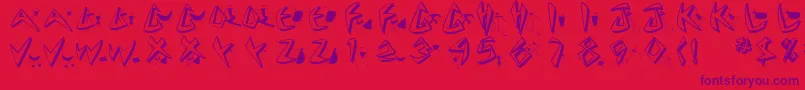Fonte Cuneatecaps – fontes roxas em um fundo vermelho