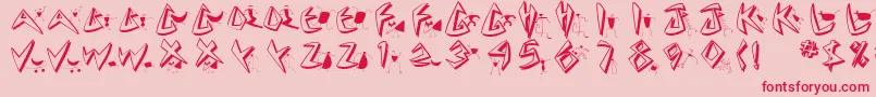 Fonte Cuneatecaps – fontes vermelhas em um fundo rosa
