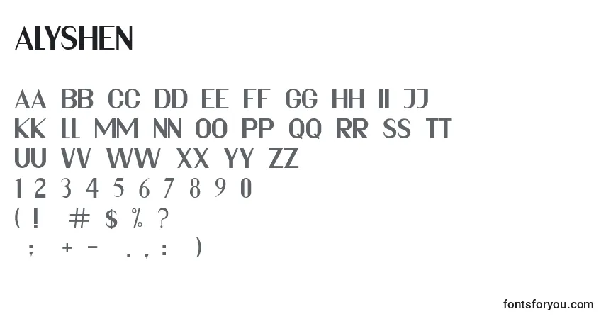 ALYSHENフォント–アルファベット、数字、特殊文字