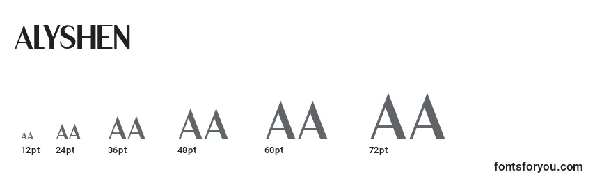 Размеры шрифта ALYSHEN