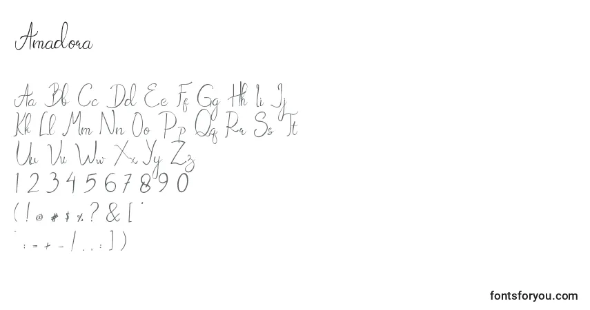 Шрифт Amadora – алфавит, цифры, специальные символы