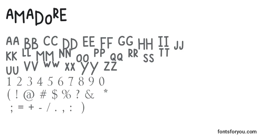 Schriftart AMADORE – Alphabet, Zahlen, spezielle Symbole