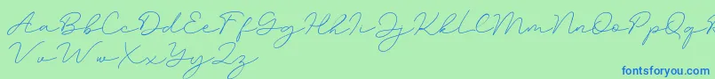 Amalina-Schriftart – Blaue Schriften auf grünem Hintergrund