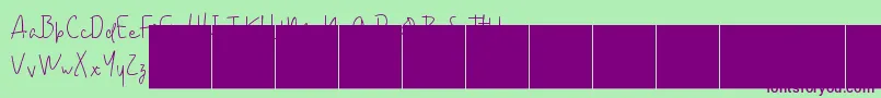 Czcionka Amanda DEMO Personal useonly – fioletowe czcionki na zielonym tle