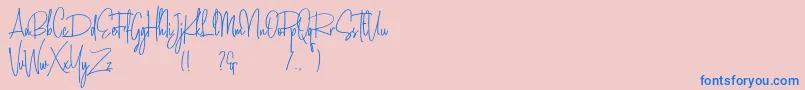 Amanda Santiago Demo-Schriftart – Blaue Schriften auf rosa Hintergrund