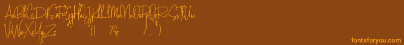 Amanda Santiago Demo Font – Orange Fonts on Brown Background