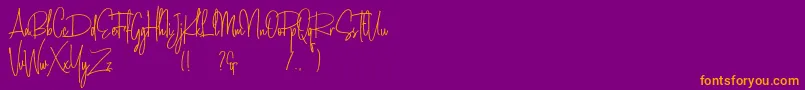 Amanda Santiago Demo-Schriftart – Orangefarbene Schriften auf violettem Hintergrund