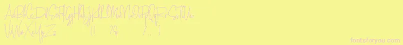 Amanda Santiago Demo Font – Pink Fonts on Yellow Background