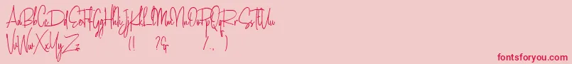 Amanda Santiago Demo-Schriftart – Rote Schriften auf rosa Hintergrund