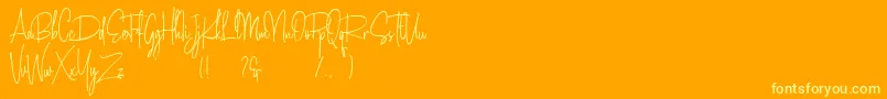 Amanda Santiago Demo Font – Yellow Fonts on Orange Background