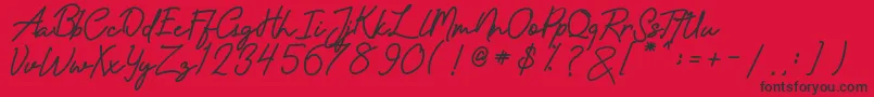 フォントamandasignature – 赤い背景に黒い文字