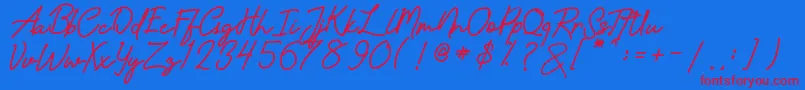 amandasignature Font – Red Fonts on Blue Background