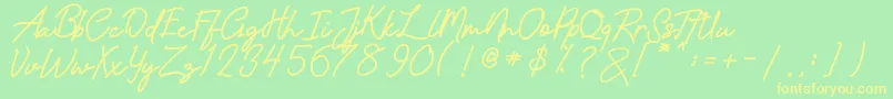 amandasignature Font – Yellow Fonts on Green Background