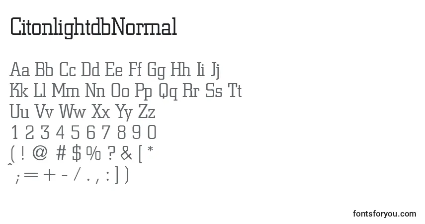 Czcionka CitonlightdbNormal – alfabet, cyfry, specjalne znaki