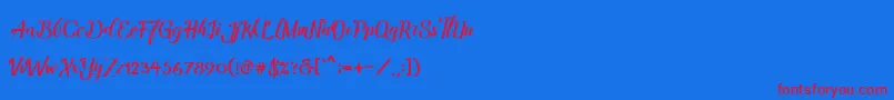 Amandella Font – Red Fonts on Blue Background