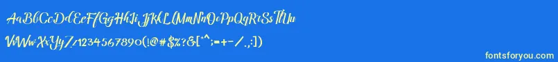 More about Amandella Font Amandella Font – Yellow Fonts on Blue Background