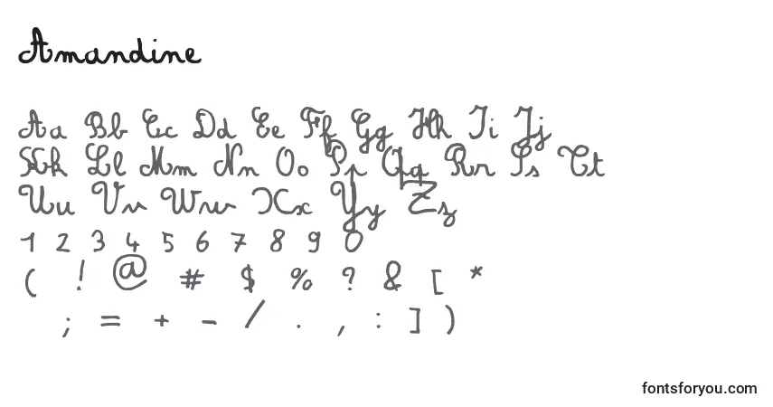 Schriftart Amandine (119311) – Alphabet, Zahlen, spezielle Symbole