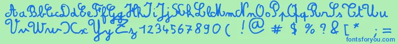 Amandine Font – Blue Fonts on Green Background