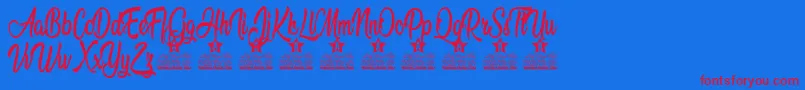 Amandita Personal Use Font – Red Fonts on Blue Background