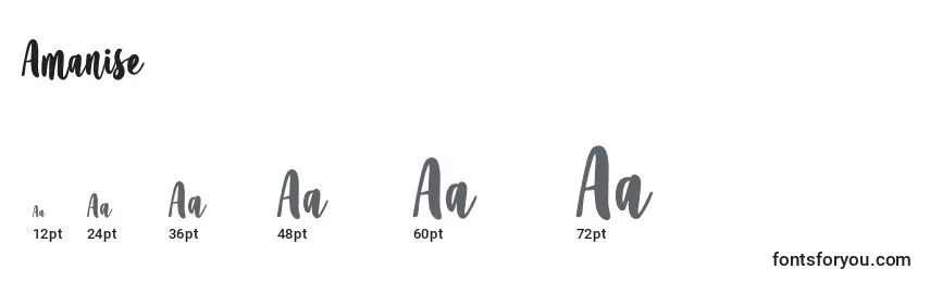 Размеры шрифта Amanise