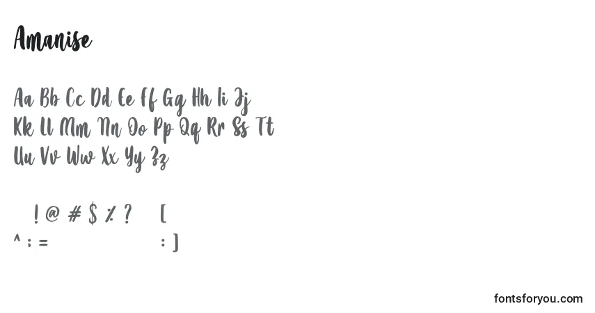 Schriftart Amanise (119314) – Alphabet, Zahlen, spezielle Symbole