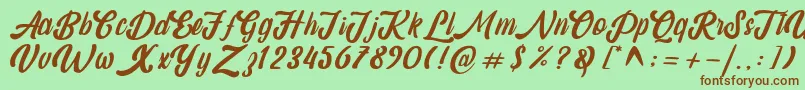 Шрифт amaranthine demo – коричневые шрифты на зелёном фоне