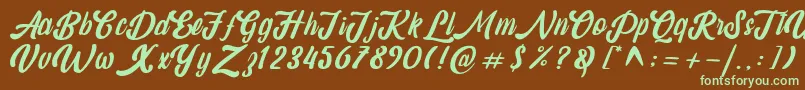 amaranthine demo-fontti – vihreät fontit ruskealla taustalla