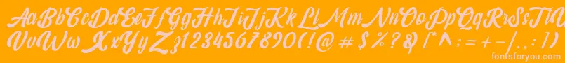 amaranthine demo-fontti – vaaleanpunaiset fontit oranssilla taustalla
