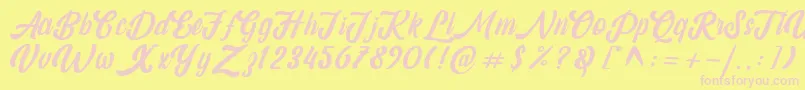 amaranthine demo-Schriftart – Rosa Schriften auf gelbem Hintergrund