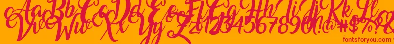 Amarillo-Schriftart – Rote Schriften auf orangefarbenem Hintergrund