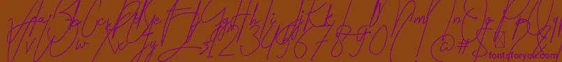 Amartans Signature Reguler Font – Purple Fonts on Brown Background