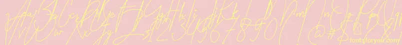 Amartans Signature Reguler Font – Yellow Fonts on Pink Background