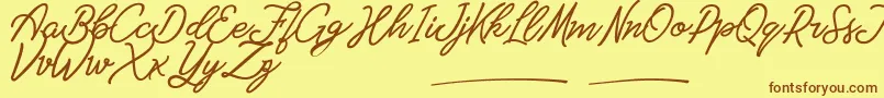 フォントAmarula Personal Use – 茶色の文字が黄色の背景にあります。