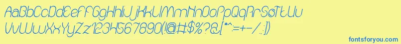 Amazing sound italic-Schriftart – Blaue Schriften auf gelbem Hintergrund