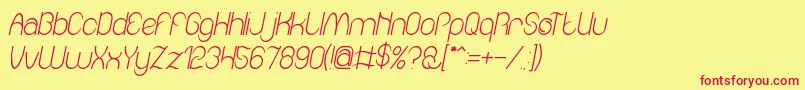Czcionka Amazing sound italic – czerwone czcionki na żółtym tle
