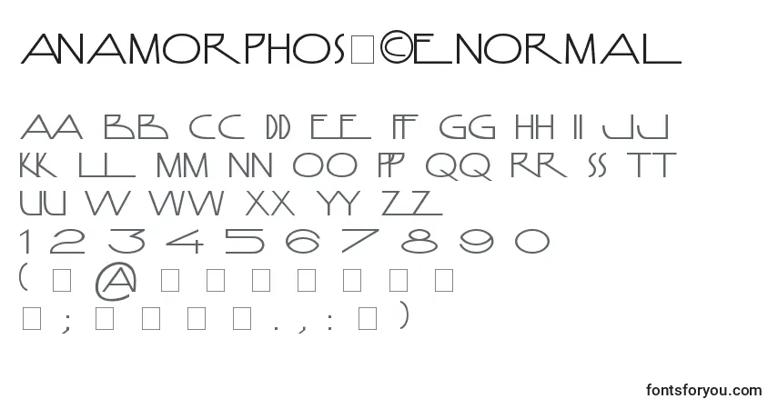 A fonte AnamorphosГ©eNormal – alfabeto, números, caracteres especiais
