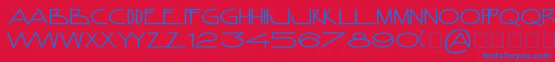 AnamorphosГ©eNormal-Schriftart – Blaue Schriften auf rotem Hintergrund