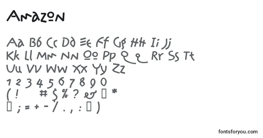 Schriftart Amazon (119330) – Alphabet, Zahlen, spezielle Symbole