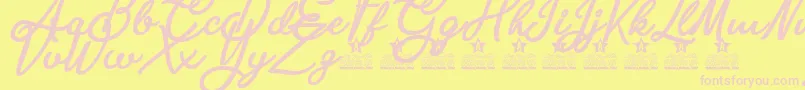 Ambar Pearl Personal Use-Schriftart – Rosa Schriften auf gelbem Hintergrund