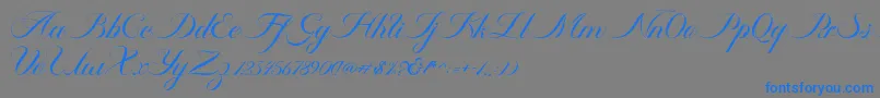 Ambergris Script Free Personal-Schriftart – Blaue Schriften auf grauem Hintergrund