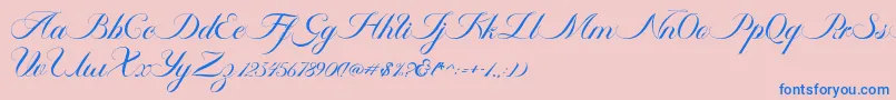 Ambergris Script Free Personal-fontti – siniset fontit vaaleanpunaisella taustalla