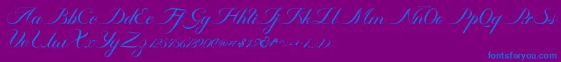 Czcionka Ambergris Script Free Personal – niebieskie czcionki na fioletowym tle